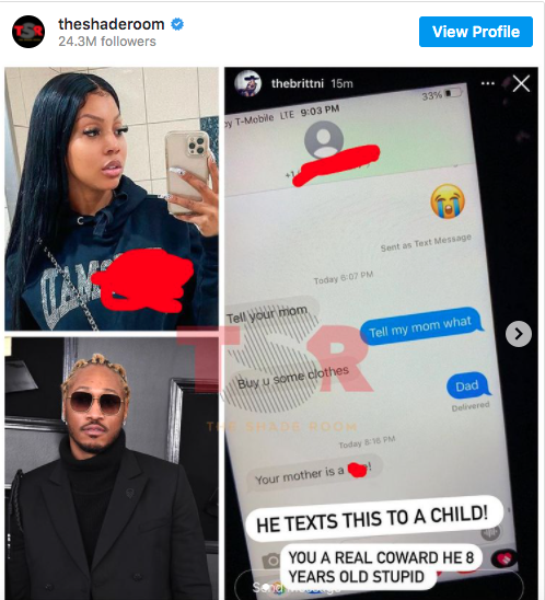 Future and the mother of his child bicker on social media