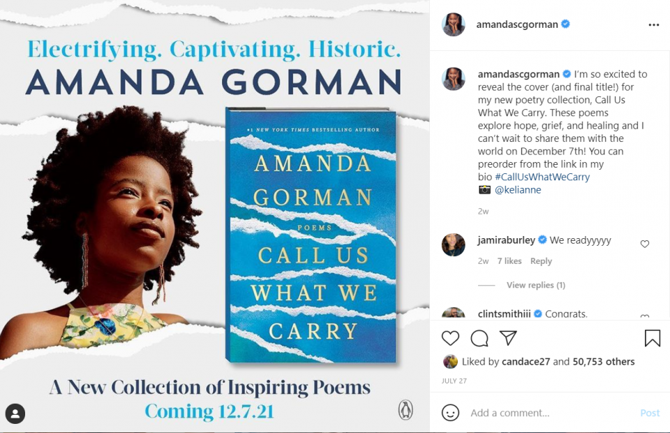 Amanda Gorman establishes poetry award and prize for high school students