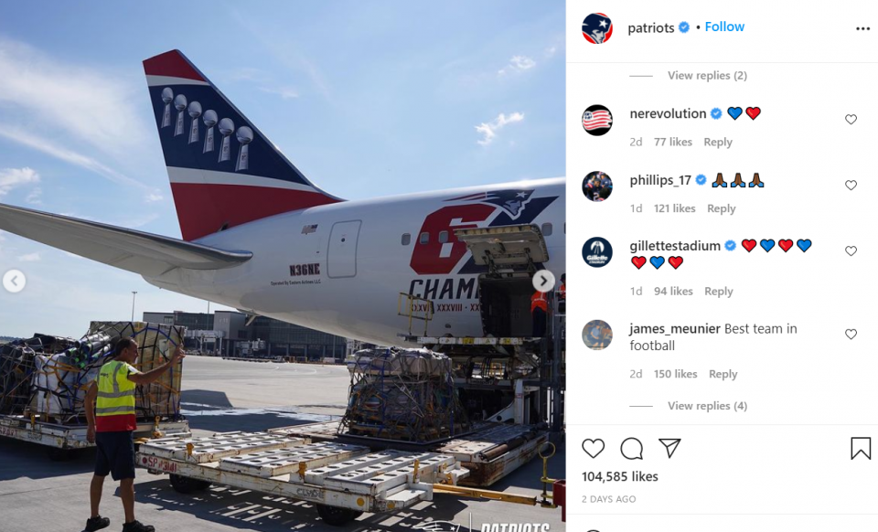 Patriots' team plane transports U.S. troops from Horn of Africa – NBC  Sports Boston