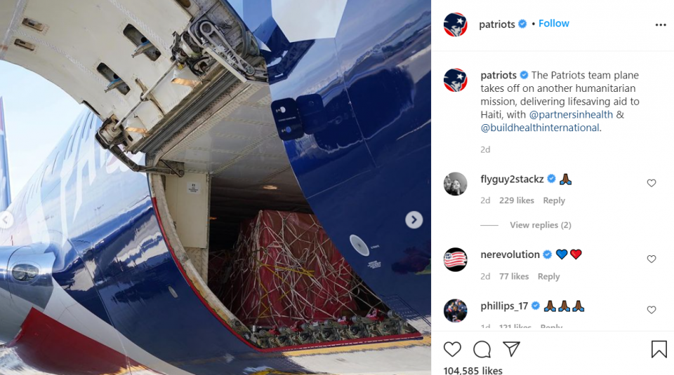 New England Patriots send supplies to Haiti following earthquake