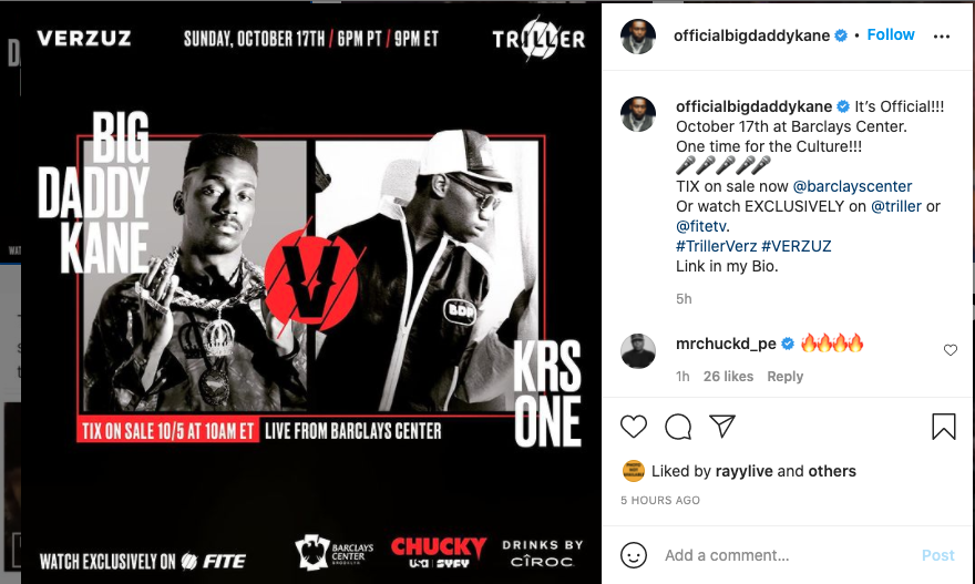 Big Daddy Kane will face off against KRS-One in Verzuz battle