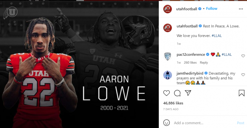 Suspect arrested in the shooting death of Utah football player Aaron Lowe