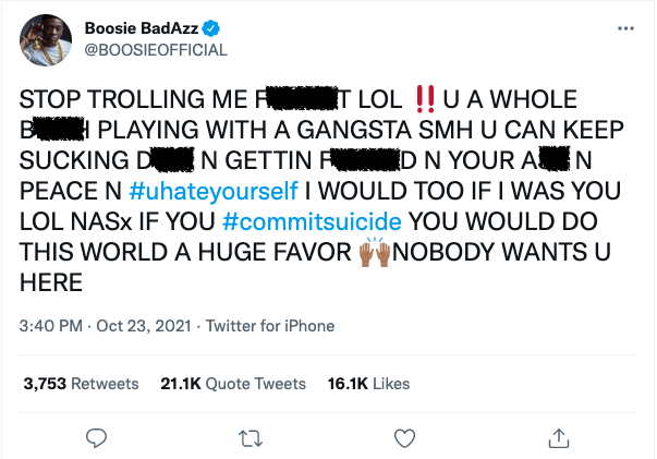 Boosie tells Lil Nas X to off himself and Twitter responds