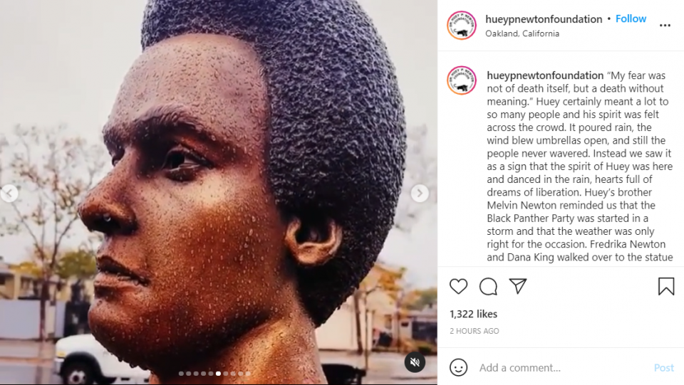 Black Panther Huey P. Newton honored with bronze sculpture in California (pics)