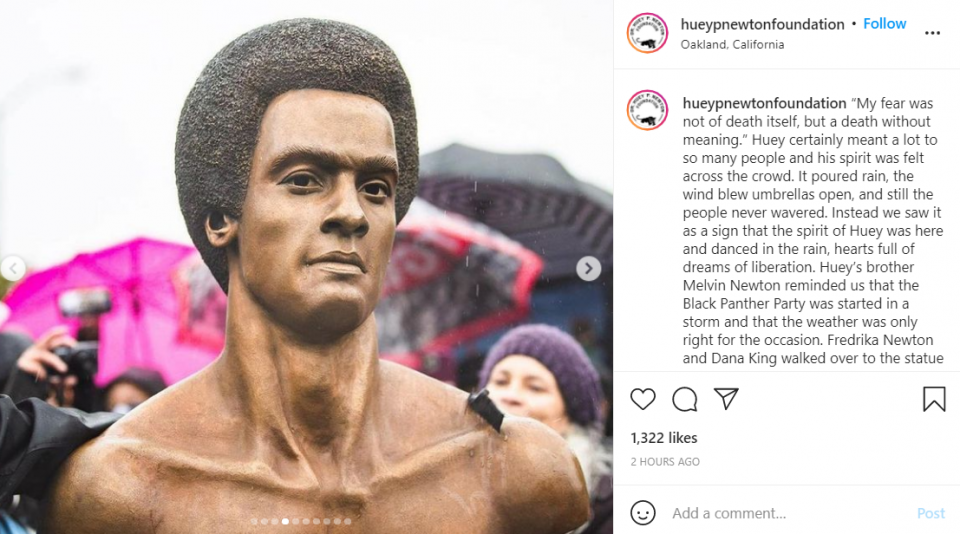 Black Panther Huey P. Newton honored with bronze sculpture in California (pics)