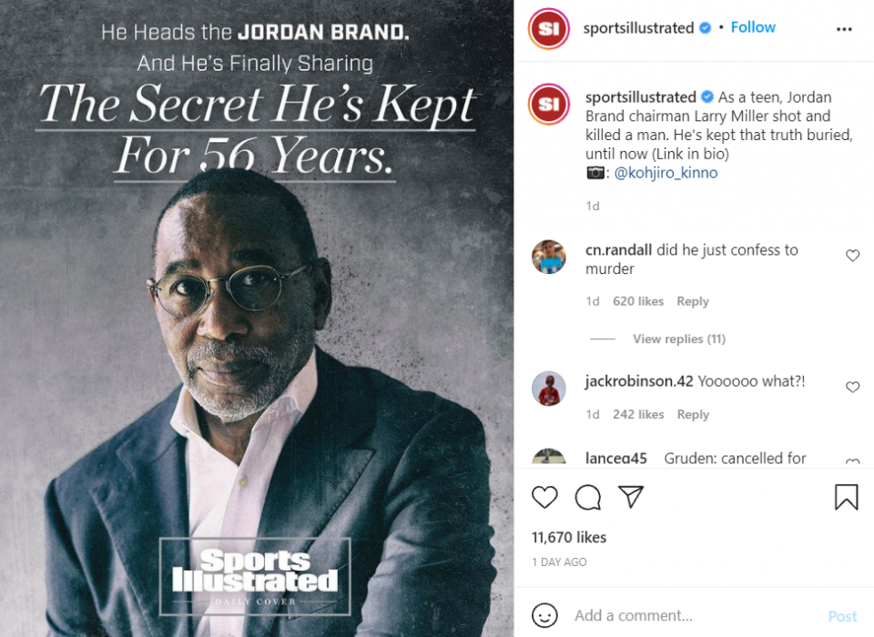 Jordan Brand chairman Larry Miller reveals he killed a man when he was 16