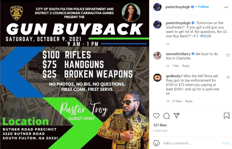 Pastor Troy helps clear the streets of firearms during gun buyback event