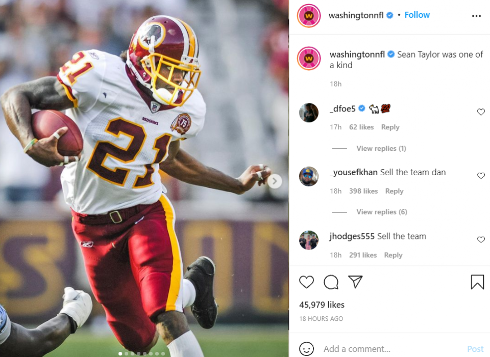 The Washington Football Team plans to retire the late Sean Taylor’s jersey