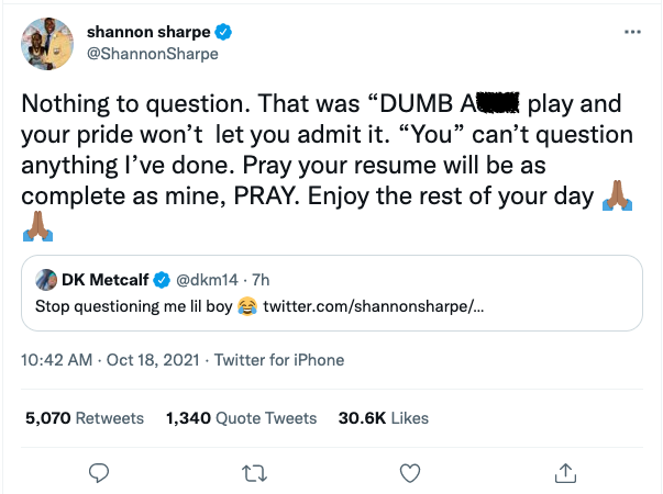 Shannon Sharpe Calls out DK Metcalf (Again) for Being 'Sensitive