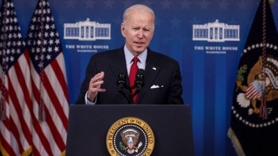 U.S. President Joe Biden speaks on the economy during an event at the South Court Auditorium at Eisenhower Executive Office Building on November 23, 2021 in Washington, DC. President Biden announced the release of 50 million barrels of oil from the Strategic Petroleum Reserve of the Department of Energy to combat high energy prices which are at a seven-year high across the nation prior to the holiday travel season. (Alex Wong/Getty Images)