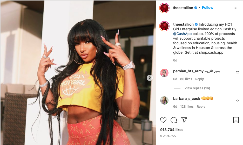 Megan Thee Stallion partners with Cash App for charities