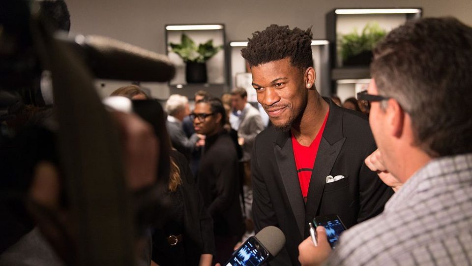 The Miami Heat's Jimmy Butler is one of the best helpers in the NBA because of his blend of IQ and aggression. (Daniel Boczarski/Getty Images for Bonobos)