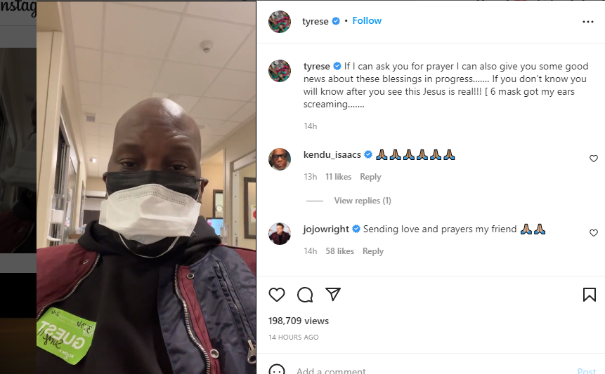 Tyrese's mother in a coma from COVID-19 and other ailments