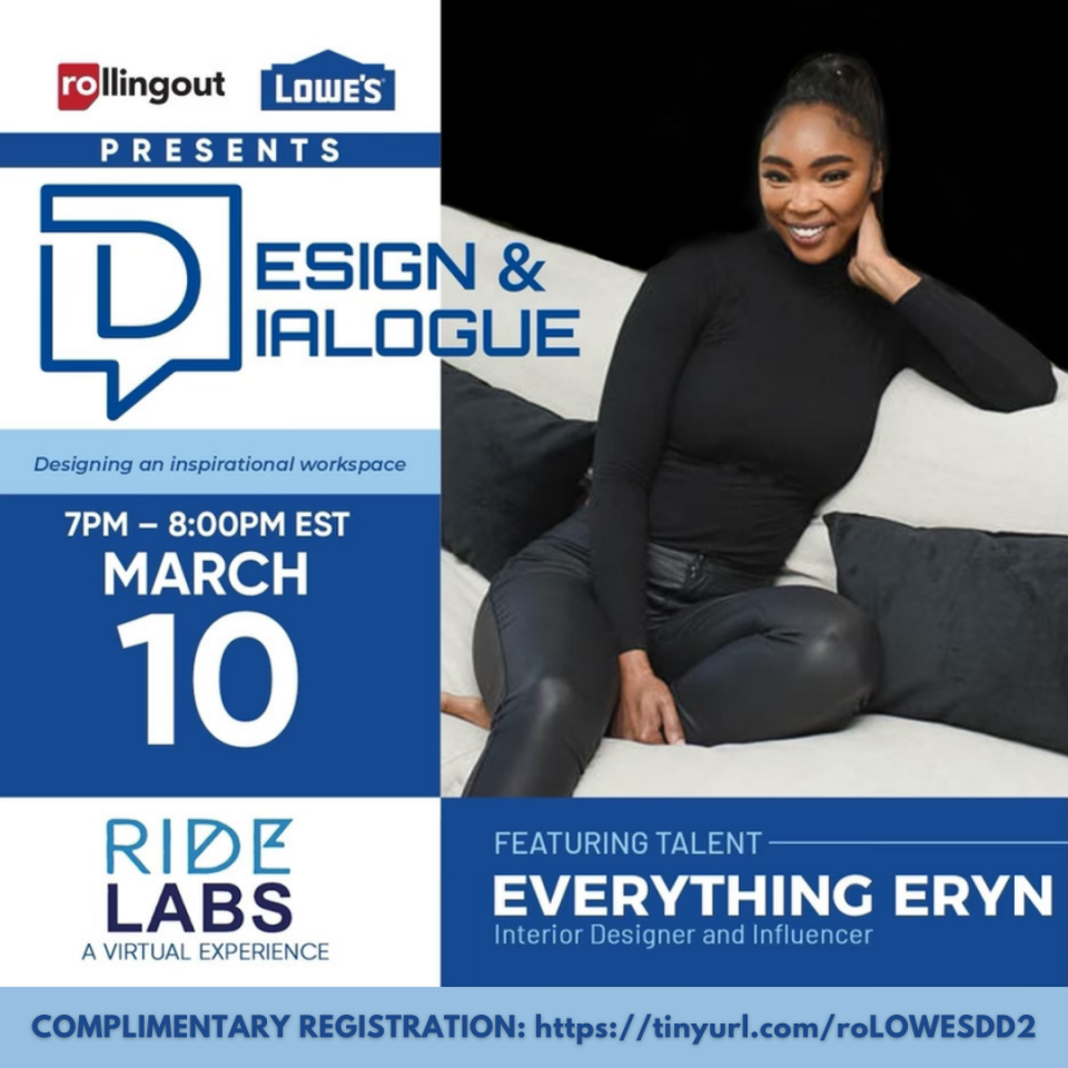 Interior stylist and designer 'Everything Eryn' stops by Design and Dialogue, Thursday, March 10 @ 7 p.m. EST