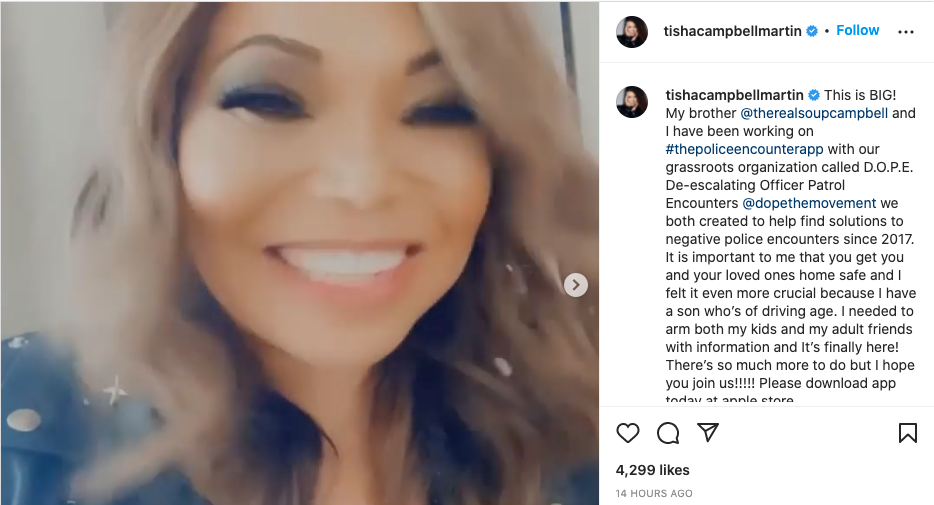 Tisha Campbell launching app to find solutions to bad police encounters