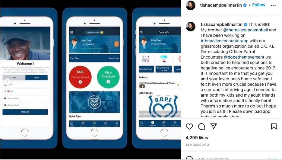 Tisha Campbell launching app to find solutions to bad police encounters