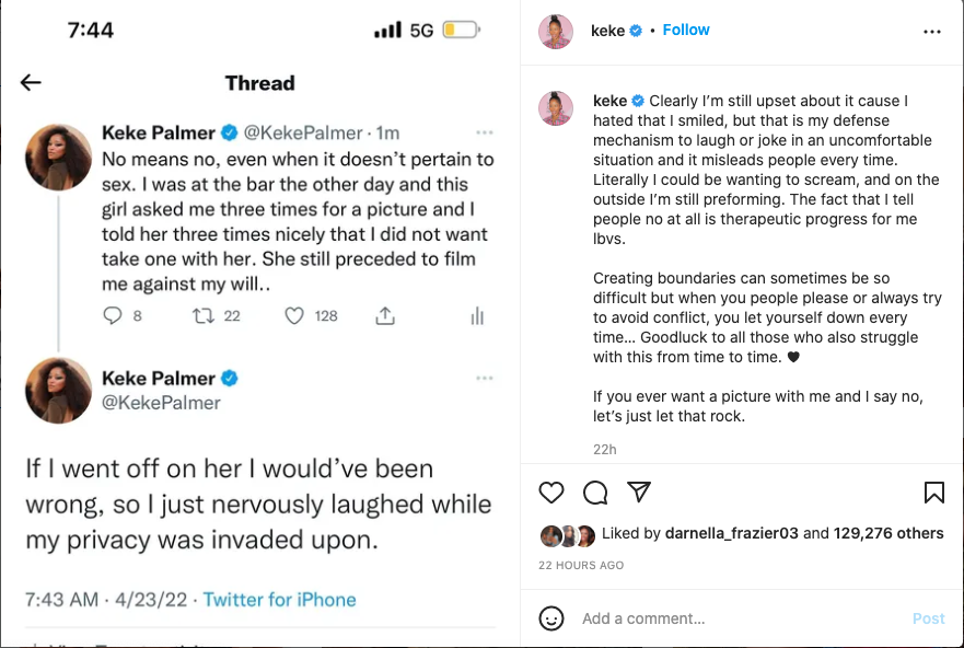 Keke Palmer discusses how her privacy was violated by a fan