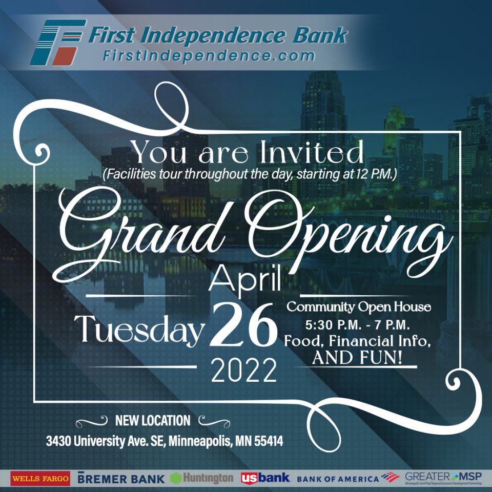 First Independence Bank to host grand opening celebration of 1st Black-owned bank in the Twin Cities