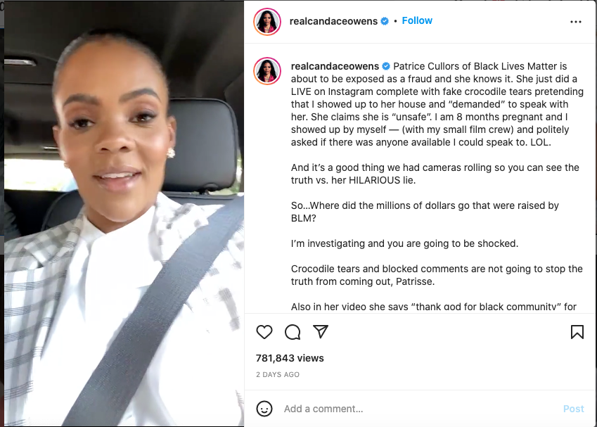 BLM co-founder sobs after being harassed by Candace Owens (videos)