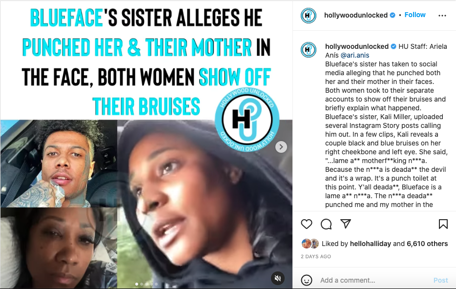 Blueface accused of punching his mother and sister; he denies it (photos)