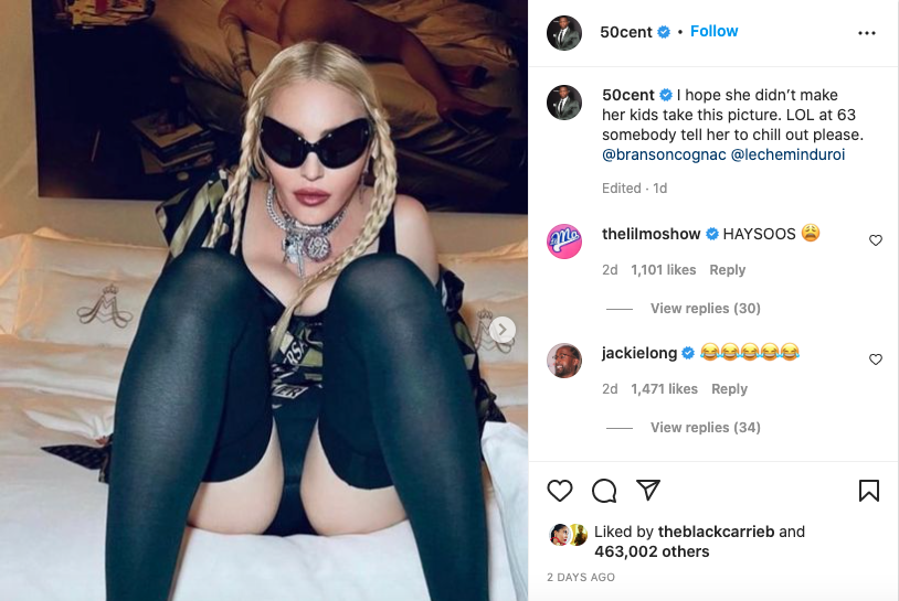 50 Cent reacts to Madonna's provocative Instagram posts