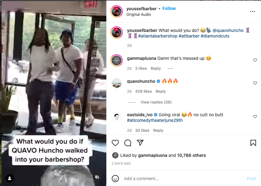 Quavo criticized after barber makes client get up when he walks in (video)