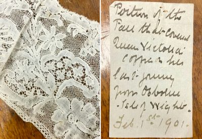 A white lace shroud which is believed to have been draped over Queen Victoria’s coffin more than 120 years ago has been discovered in a loft. (Steve Chatterley/Zenger)