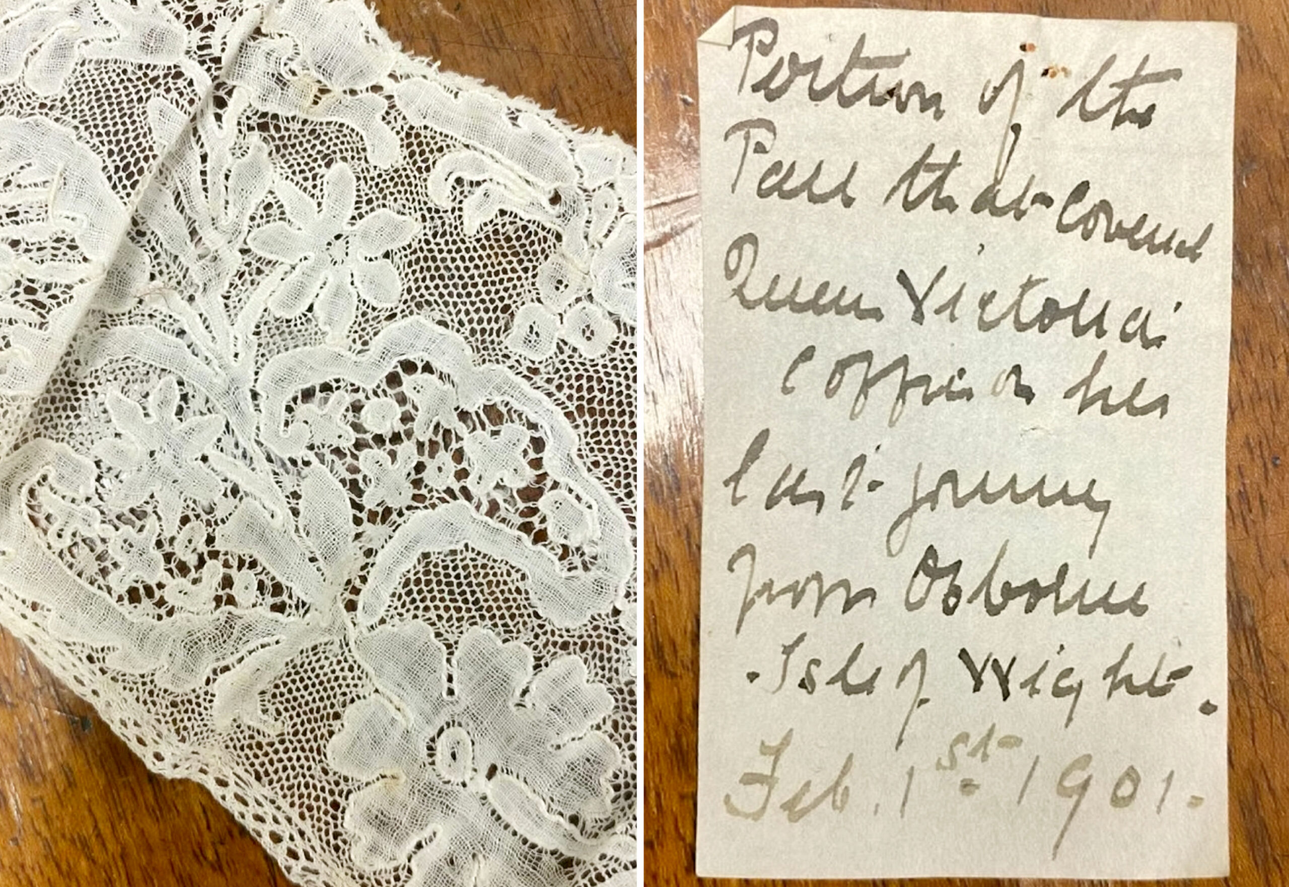 A white lace shroud which is believed to have been draped over Queen Victoria’s coffin more than 120 years ago has been discovered in a loft. (Steve Chatterley/Zenger)