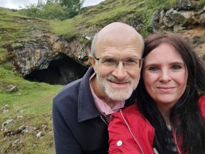 John Wood and his wife Gemma pose for a selfie on their honeymoon in Scotland, which lasted from July 11 to July 14, 2022. The couple had a Monty Python-themed wedding and brought props on their honeymoon so they could recreate scenes from the Holy Grail. (John Wood, SWNS/Zenger)