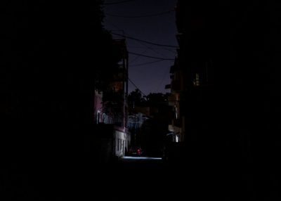 An empty and dark street on July 11, 2021 in Beirut, Lebanon. (Photo by Rafael Yaghobzadeh/Getty Images)