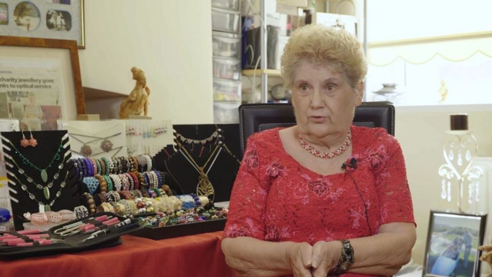 Jean, an older woman who makes jewelry for charity in undated photo. She finds that making for charity really helps her remove the feelings of loneliness. (Ashley Moran, SWNS/Zenger)