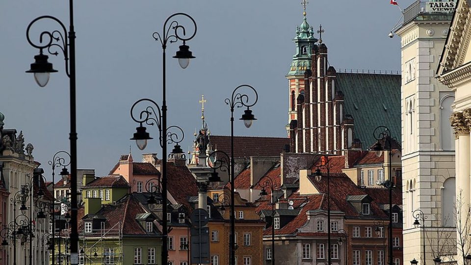 Ornate lampposts decorate the way towards buildings, including St. John's Cathedral, in the city's Old Town on April 12, 2010 in Warsaw, Poland.  (Photo by Sean Gallup/Getty Images)