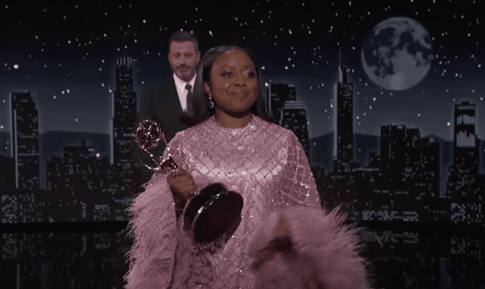 Quinta Brunson interrupts Jimmy Kimmel's show to finish Emmy speech (video)