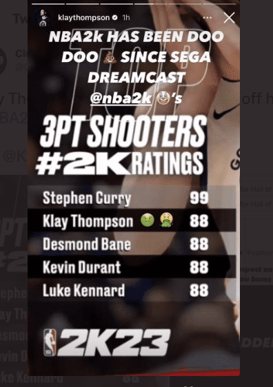 Kevin Durant, Klay Thompson are irate about low ratings on 'NBA 2K' video game