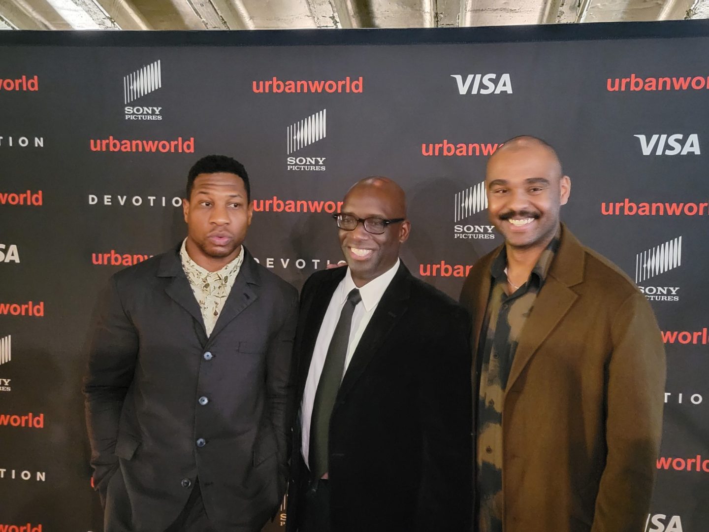 Actor Jonathan Majors, Urbanworld Film Festival founder Stacy Spikes, and Director JD Dillard. (Photo by Derrel Jazz Johnson for rolling out)