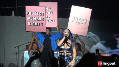 Stacey Abrams holds sign on stage as Latto raps about Roe v. Wade (photos)