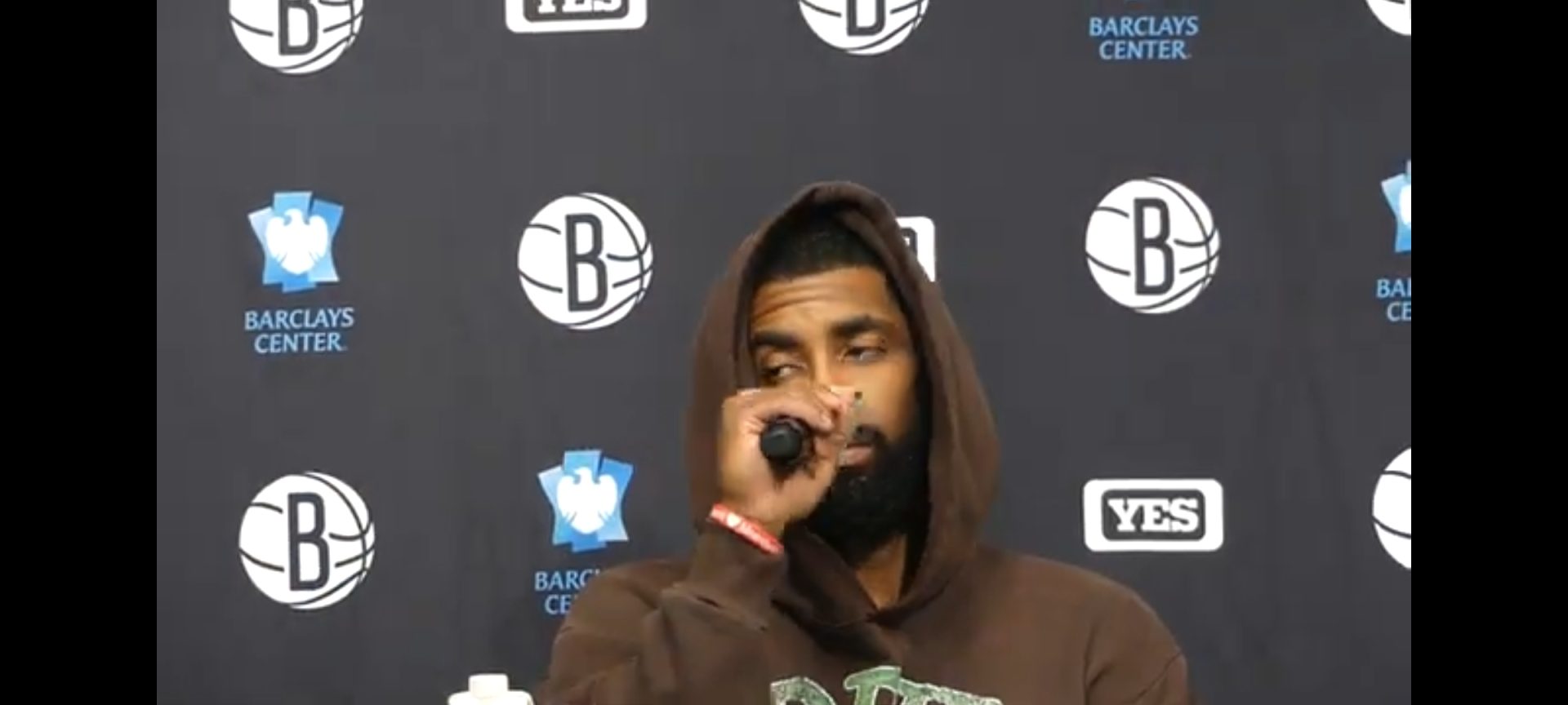 Kyrie Irving speaks with the media after a Brooklyn Nets game at Barclays Center in Brooklyn, New York. (Photo by Derrel Jazz Johnson for rolling out)