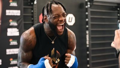 Former WBC heavyweight champion Deontay Wilder will pursue his fifth knockout in as many appearances at Barclays Center in Brooklyn, New York, in Saturday's non-title bout against Robert Helenius. Wilder ends his ring absence  since being dethroned by Tyson Fury in February 2020 and October 2021. (Toby Acuna/Premier Boxing Champions) br 