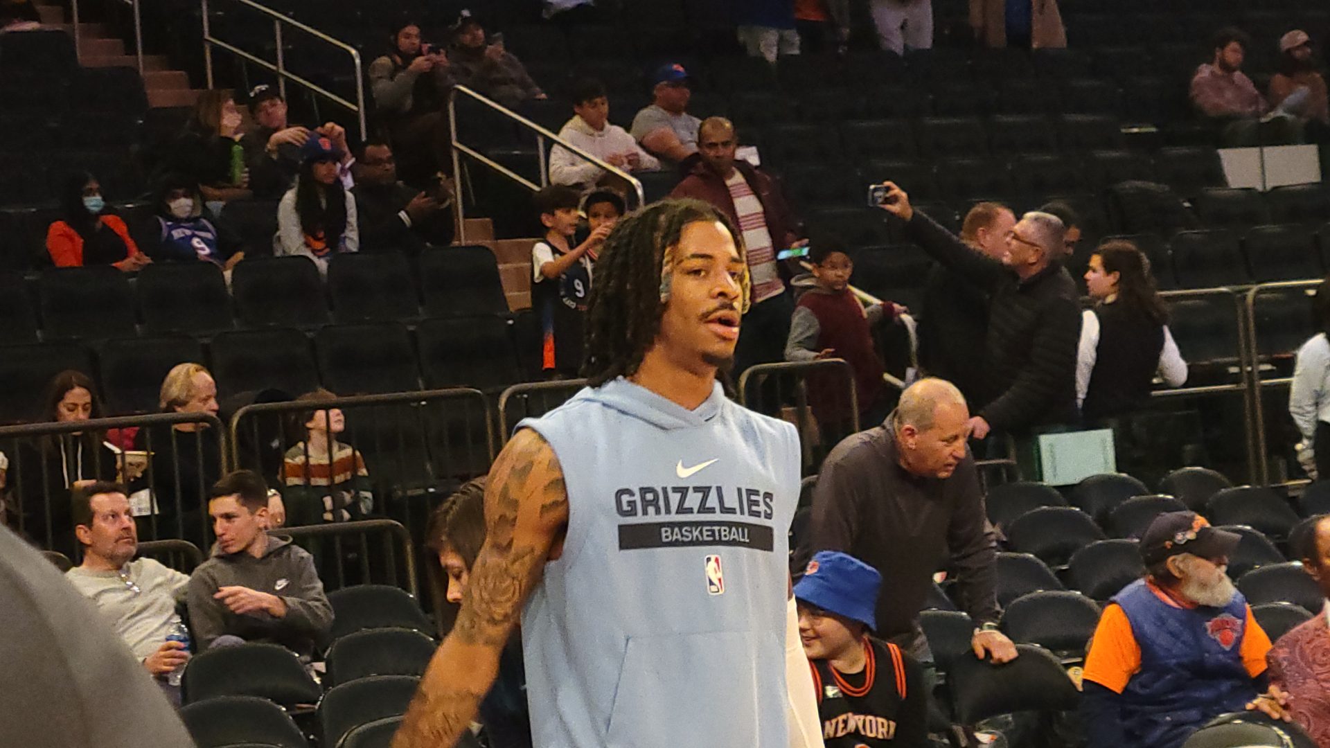 Ja Morant of the Memphis Grizzlies warms up before a game. (Photo by Derrel Jazz Johnson for rolling out)