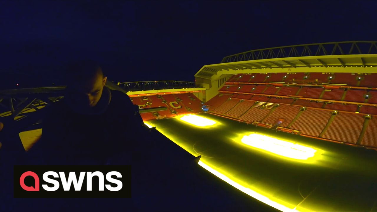 A Daredevil Broke Into Anfield And Climbed Onto The Roof In The Dead Of Night 