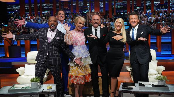 Sharks Mark Cuban, Barbara Corcoran, Lori Greiner, Robert Herjavec, Daymond John and Kevin OLeary on the show's premier on September 23. Sharks have made significant remarks on Musk's Twitter purchase. UNKNOWN/GETTY IMAGES