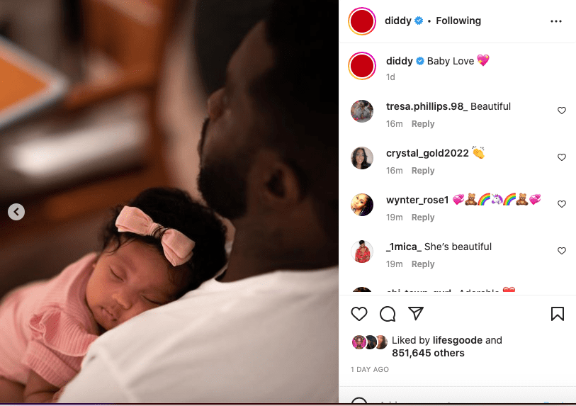 Diddy finally shows face of newborn (photo)