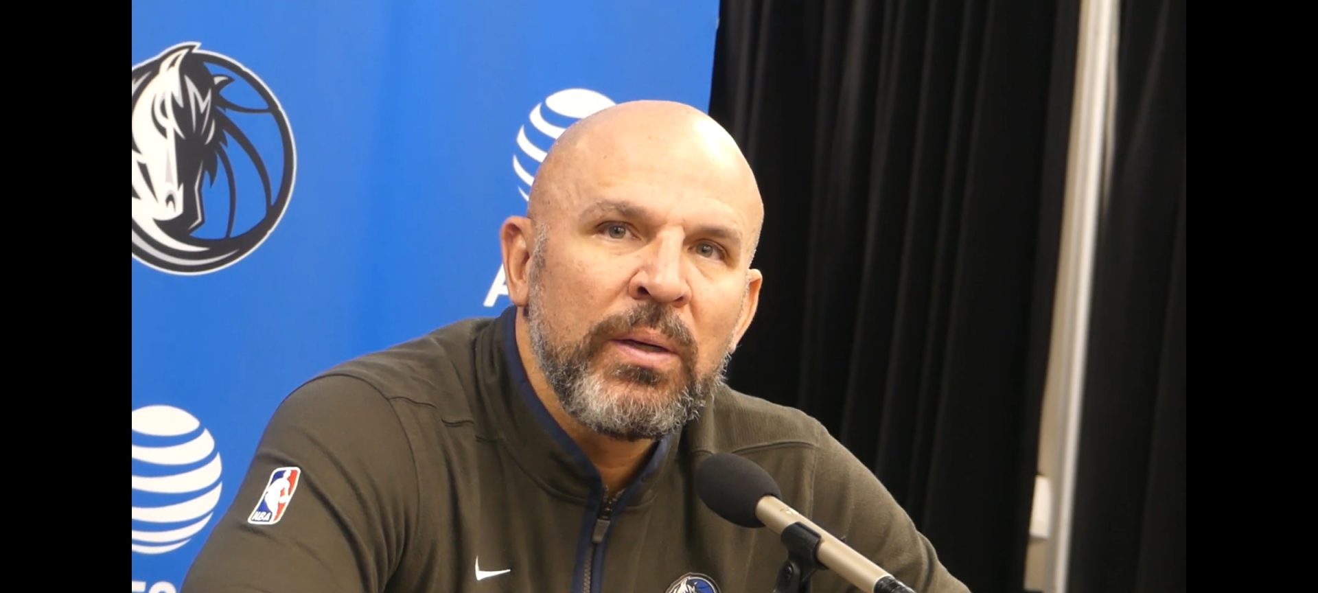 Dallas Mavericks head coach Jason Kidd speaks to the media. (Photo by Derrel Jazz Johnson for rolling out)