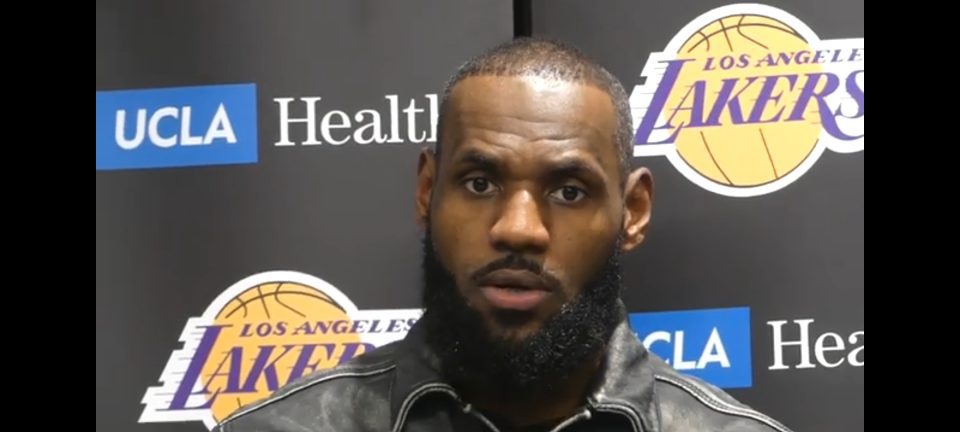 LeBron James speaks to the media. (Photo by Derrel Jazz Johnson for rolling out)