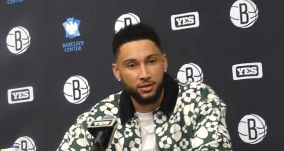 Ben Simmons speaks with the media after a game. (Photo by Derrel Jazz Johnson for rolling out.)