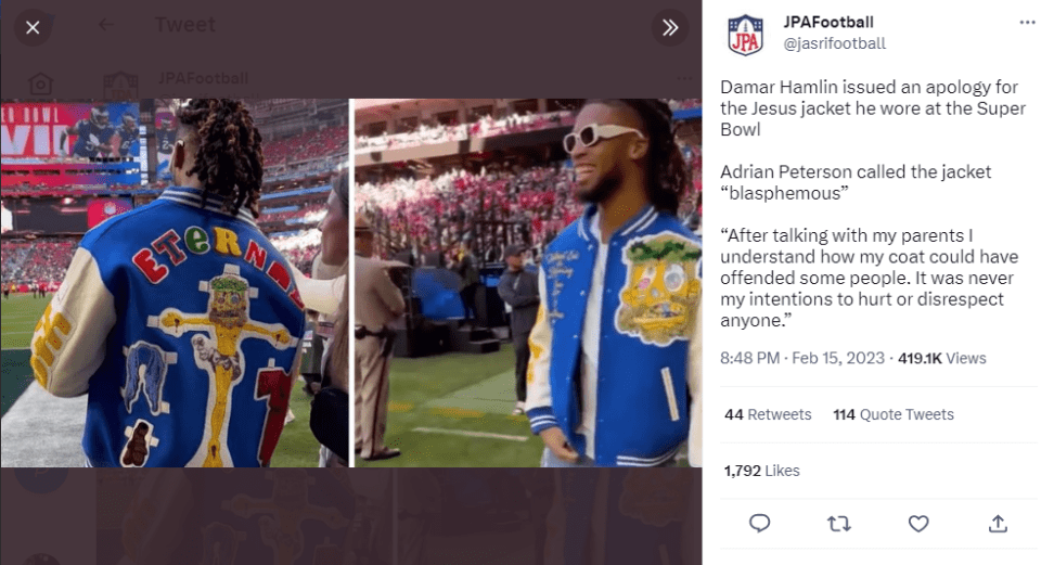 Damar Hamlin apologizes for Jesus jacket deemed 'blasphemous' (photos)