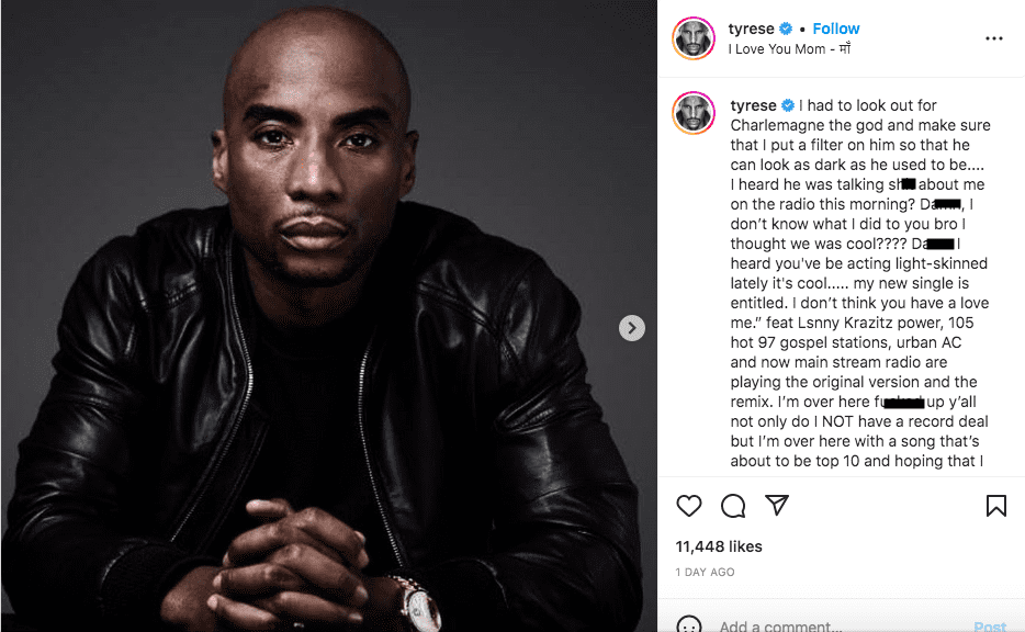 Tyrese calls Charlamagne Tha God 'anti-darkie' who is acting 'light-skinned'