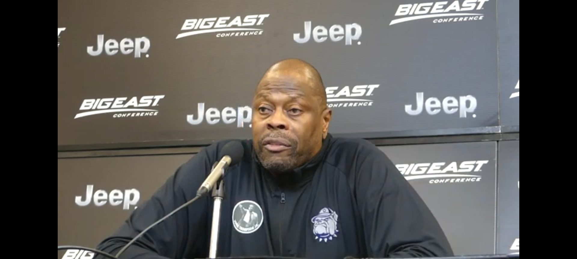 Patrick Ewing at his final press conference as men's basketball coach for the Georgetown Hoyas. (Photo by Derrel Jazz Johnson)