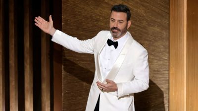 HOLLYWOOD, CALIFORNIA - MARCH 12: Host Jimmy Kimmel speaks onstage during the 95th Annual Academy Awards at Dolby Theatre on March 12, 2023 in Hollywood, California. (Photo by Kevin Winter/Getty Images)