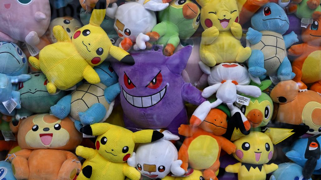 Stuffed toys featuring Pokémon characters are seen at the 72nd toy fair (Spielwarenmesse) in Nuremberg, southern Germany, on February 2, 2023. Pokémon is one of the most successful animated series and still going strong today. CHRISTOF STACHE/BENZINGA